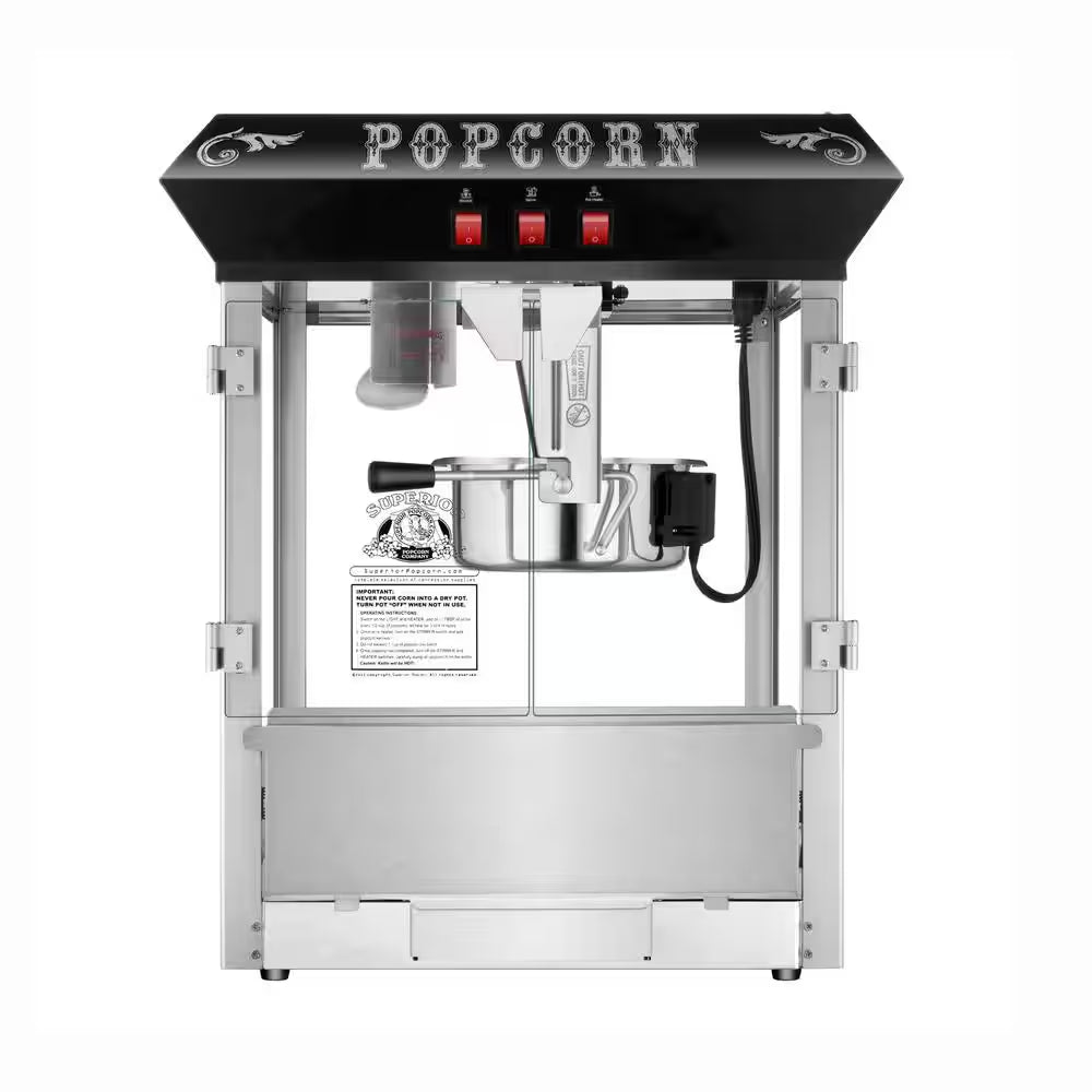Hot and Fresh 8 Oz. Black Countertop Popcorn Machine