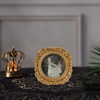 Small Vintage 3X3 round Picture Frame Mini Antique Ornate Circle Photo Frame New