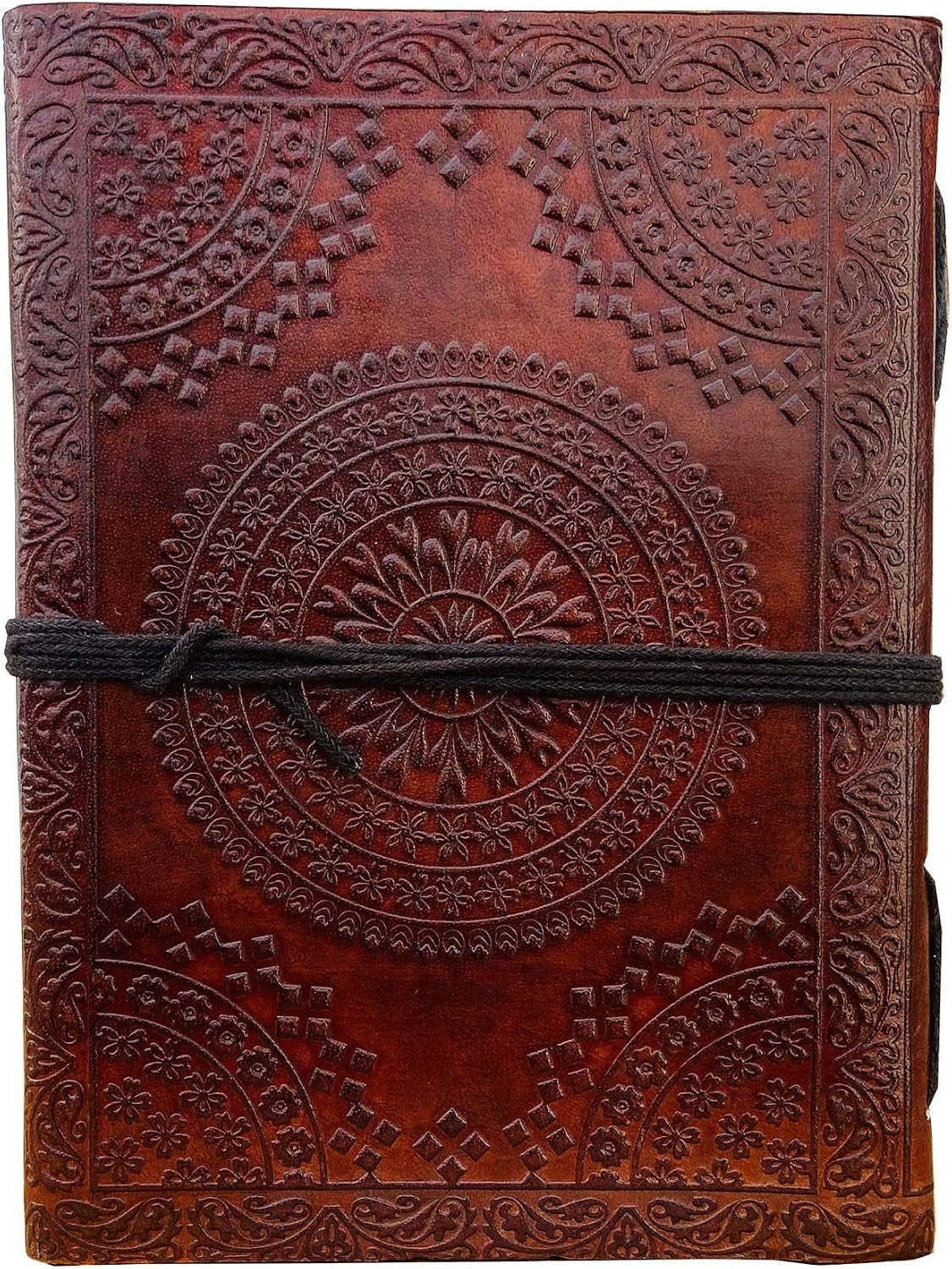 DOUBLE DRAGON Blank Page BOOK Handcrafted Leather Writing Unlined 5 X 7 JOURNAL (Brown Golden Corner)