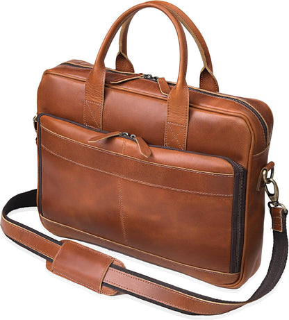 Leather Briefcase Bag for Men Leather Laptop Bags for Men and Women Travel Messenger Bag