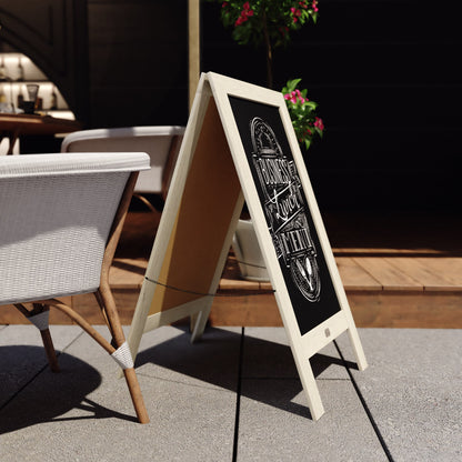 Canterbury Collection 20" X 40" Solid White Rustic Magnetic A-Frame Chalkboard