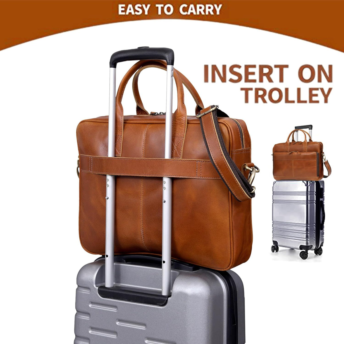 Leather Briefcase Bag for Men Leather Laptop Bags for Men and Women Travel Messenger Bag