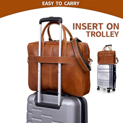 Leather Briefcase Bag for Men Leather Laptop Bags for Men and Women Travel Messenger Bag