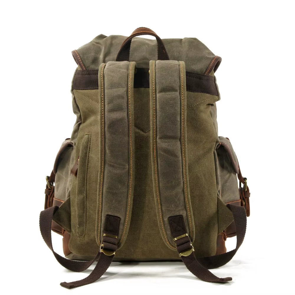 Vintage Canvas Backpacks for Men Laptop Daypacks Waterproof Rucksacks Large Waxed Mountaineering Travel Pack Vintage Backpack