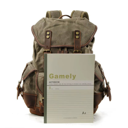 Vintage Canvas Backpacks for Men Laptop Daypacks Waterproof Rucksacks Large Waxed Mountaineering Travel Pack Vintage Backpack