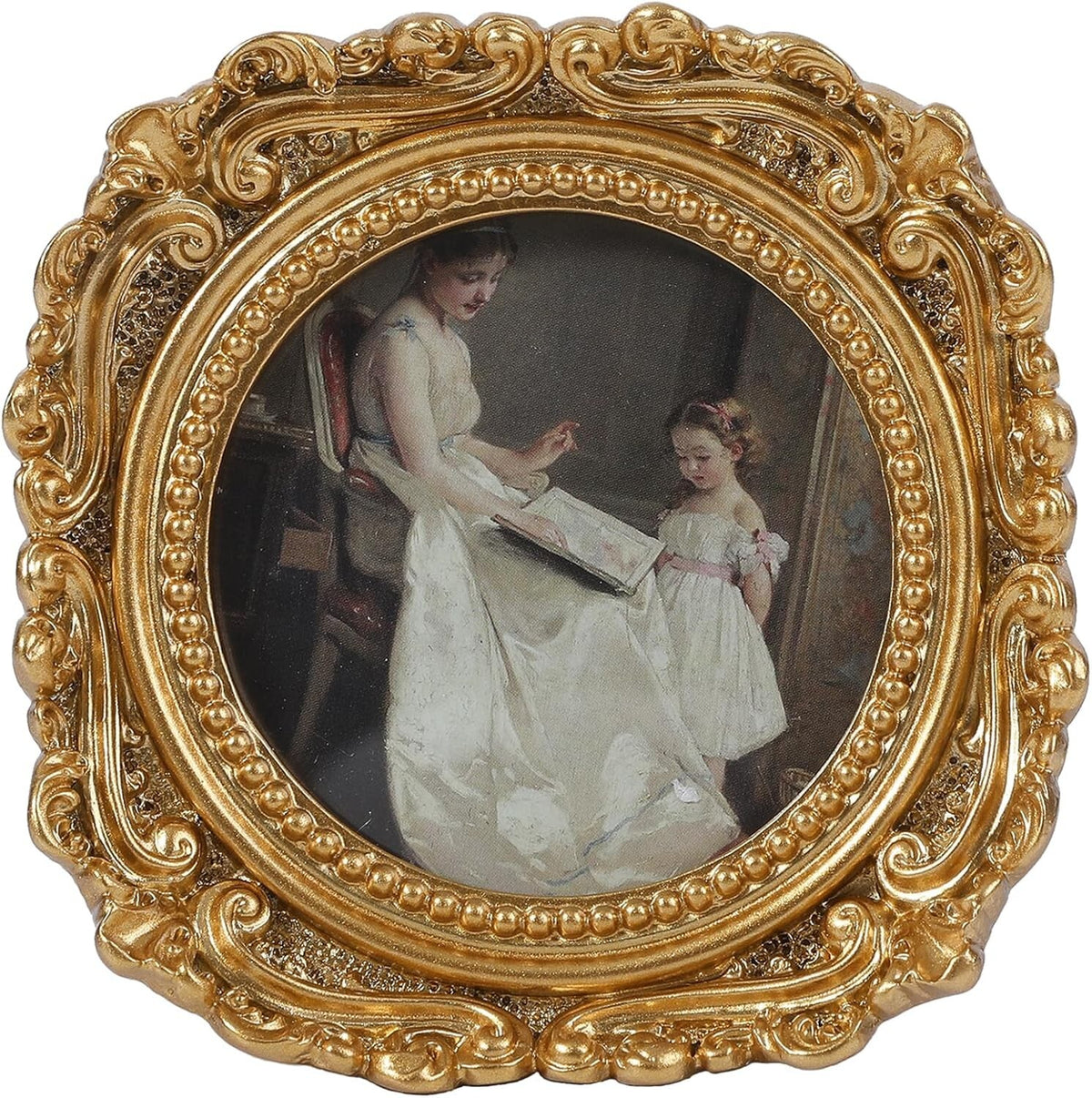 Small Vintage 3X3 round Picture Frame Mini Antique Ornate Circle Photo Frame New