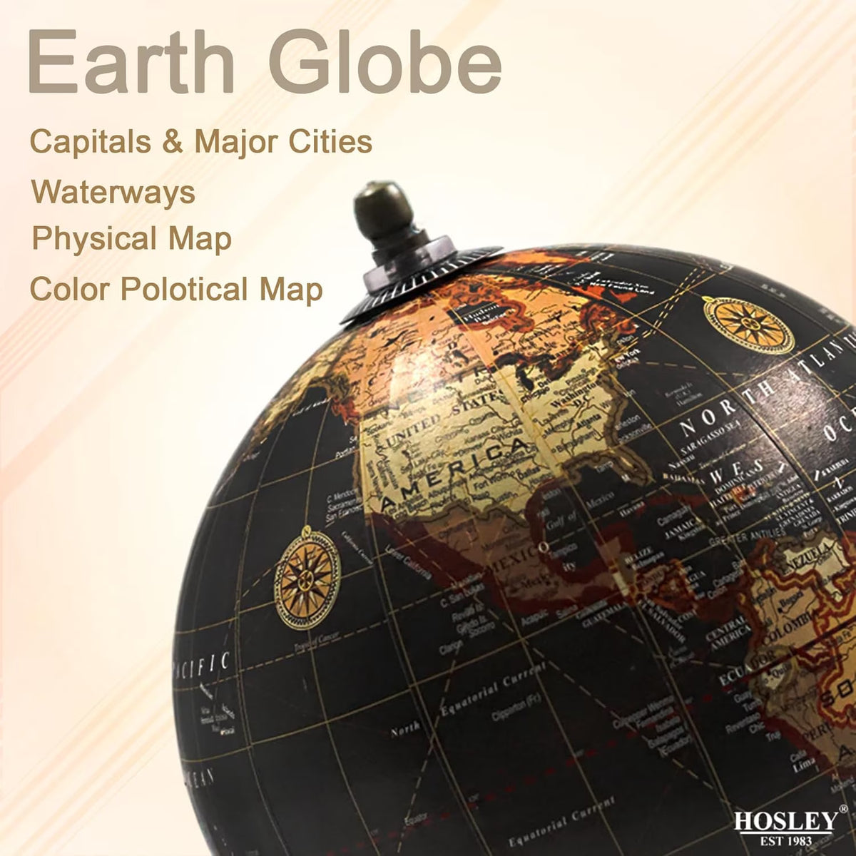10-Inch Decorative Globe on Wooden Stand