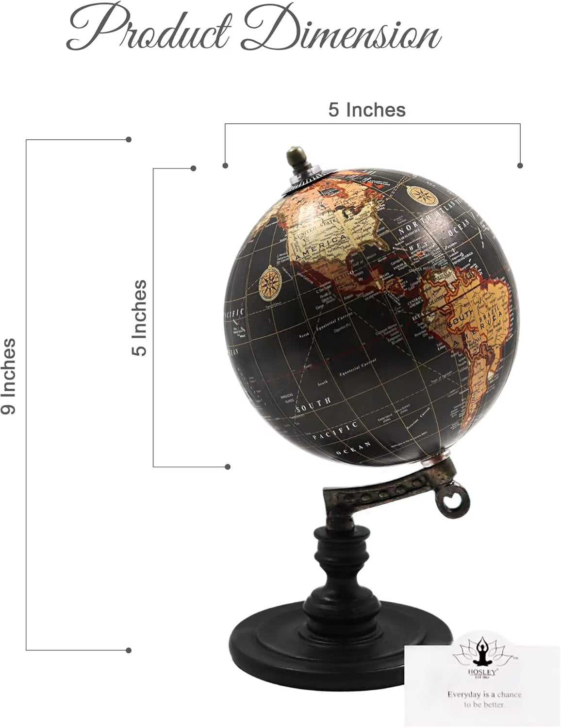 10-Inch Decorative Globe on Wooden Stand