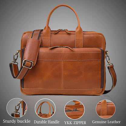 Leather Briefcase Bag for Men Leather Laptop Bags for Men and Women Travel Messenger Bag