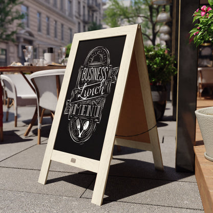 Canterbury Collection 20" X 40" Solid White Rustic Magnetic A-Frame Chalkboard