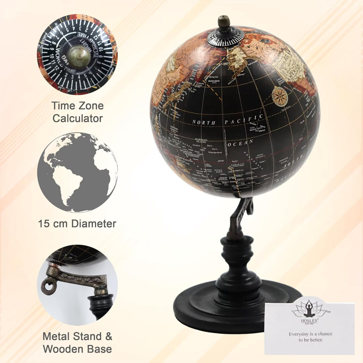 10-Inch Decorative Globe on Wooden Stand