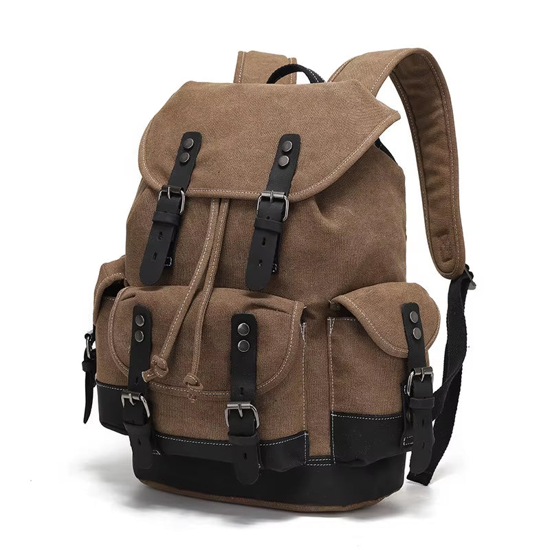Vintage Canvas Backpacks for Men Laptop Daypacks Waterproof Rucksacks Large Waxed Mountaineering Travel Pack Vintage Backpack