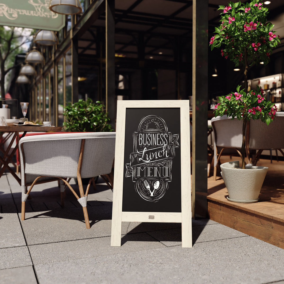 Canterbury Collection 20" X 40" Solid White Rustic Magnetic A-Frame Chalkboard
