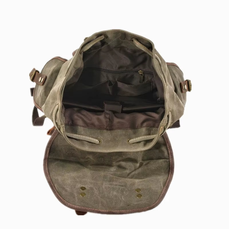 Vintage Canvas Backpacks for Men Laptop Daypacks Waterproof Rucksacks Large Waxed Mountaineering Travel Pack Vintage Backpack