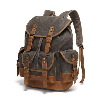 Vintage Canvas Backpacks for Men Laptop Daypacks Waterproof Rucksacks Large Waxed Mountaineering Travel Pack Vintage Backpack