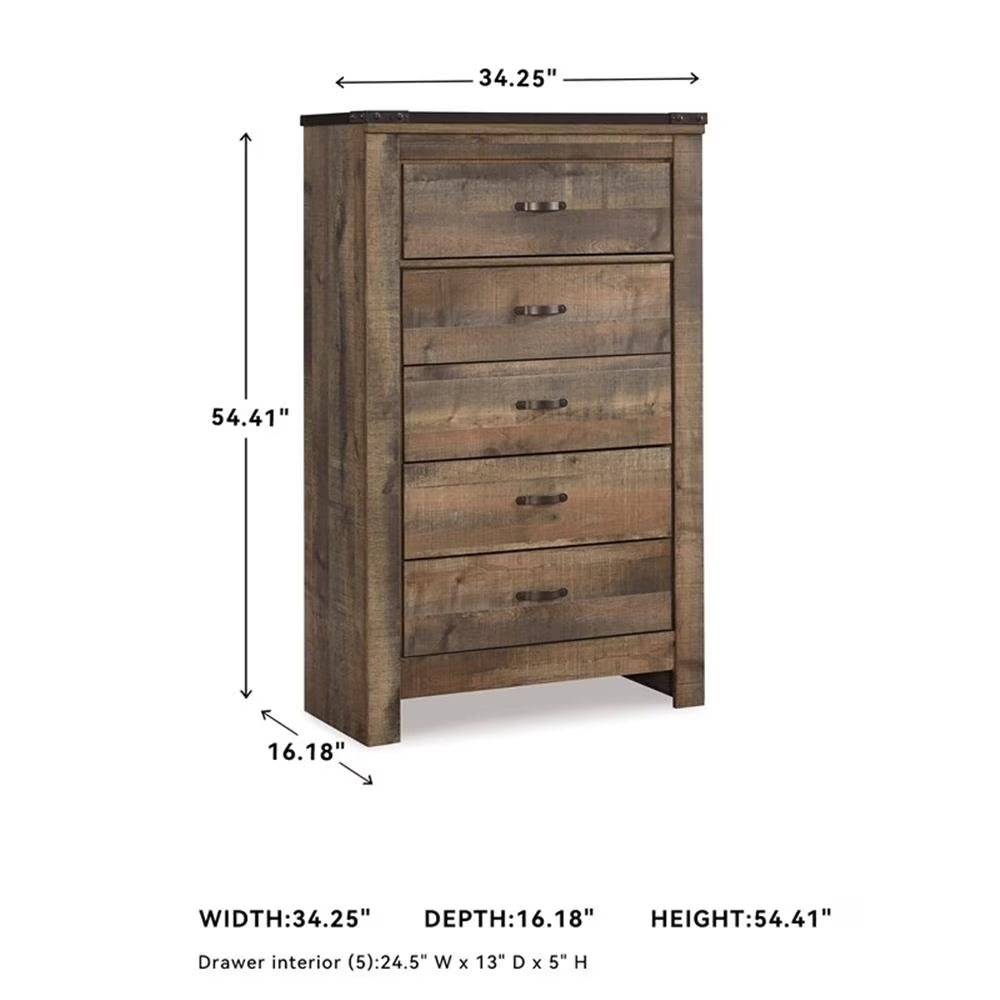 Signature Design by Ashley Trinell 5 Drawer Wood Chest in Brown