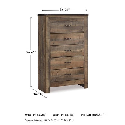 Signature Design by Ashley Trinell 5 Drawer Wood Chest in Brown