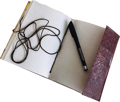 DOUBLE DRAGON Blank Page BOOK Handcrafted Leather Writing Unlined 5 X 7 JOURNAL (Brown Golden Corner)