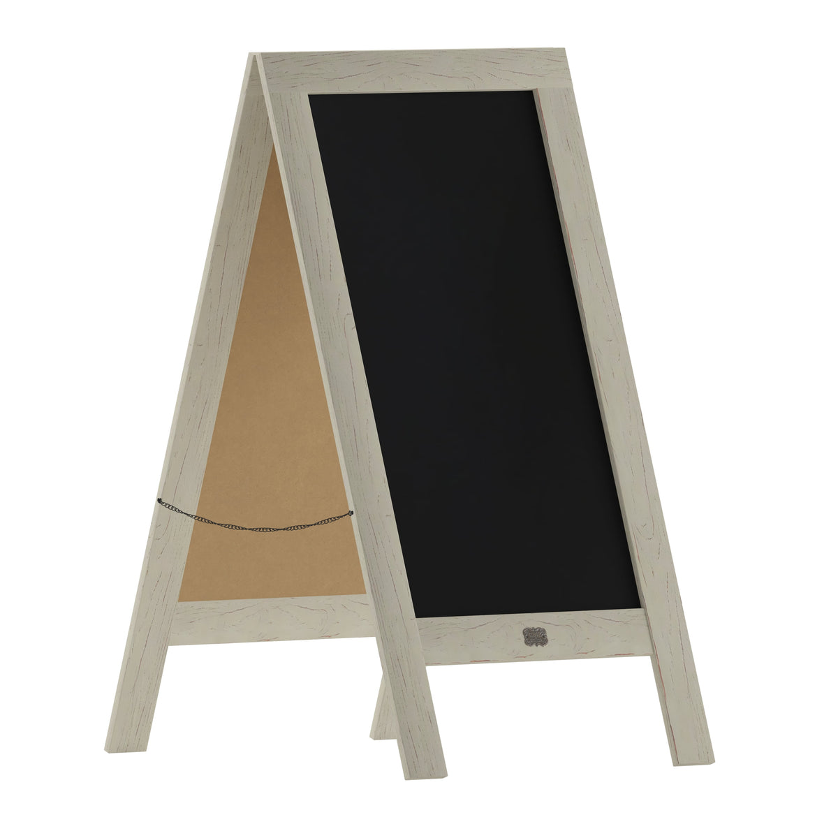 Canterbury Collection 20" X 40" Solid White Rustic Magnetic A-Frame Chalkboard