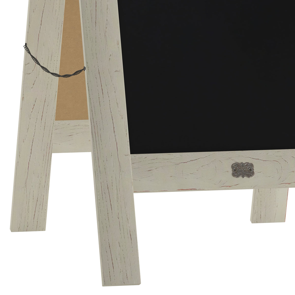 Canterbury Collection 20" X 40" Solid White Rustic Magnetic A-Frame Chalkboard