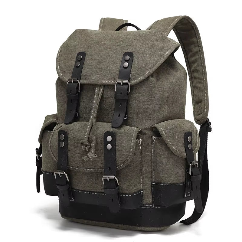 Vintage Canvas Backpacks for Men Laptop Daypacks Waterproof Rucksacks Large Waxed Mountaineering Travel Pack Vintage Backpack