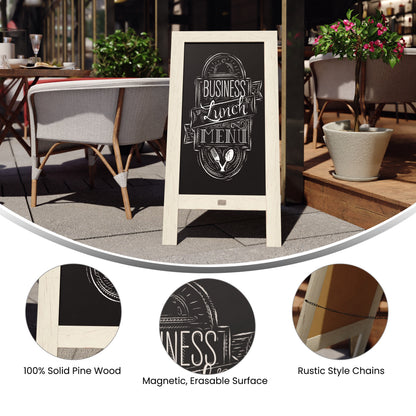 Canterbury Collection 20" X 40" Solid White Rustic Magnetic A-Frame Chalkboard