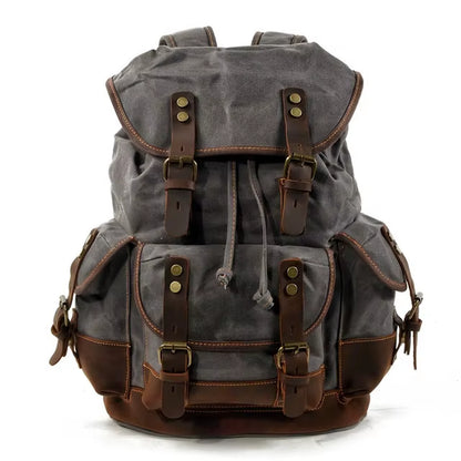 Vintage Canvas Backpacks for Men Laptop Daypacks Waterproof Rucksacks Large Waxed Mountaineering Travel Pack Vintage Backpack