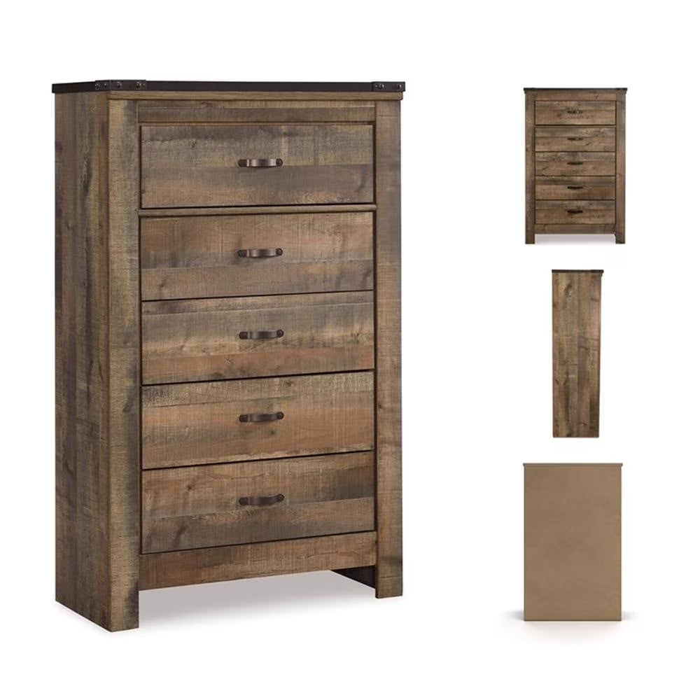 Signature Design by Ashley Trinell 5 Drawer Wood Chest in Brown
