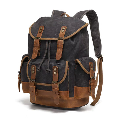 Vintage Canvas Backpacks for Men Laptop Daypacks Waterproof Rucksacks Large Waxed Mountaineering Travel Pack Vintage Backpack