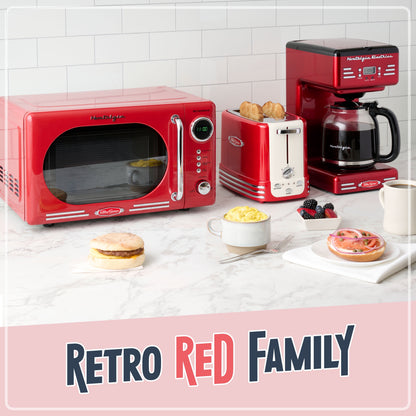 Retro 2 Slice Toaster, Vintage Toaster Oven for Bagels and Thick Bread, Red