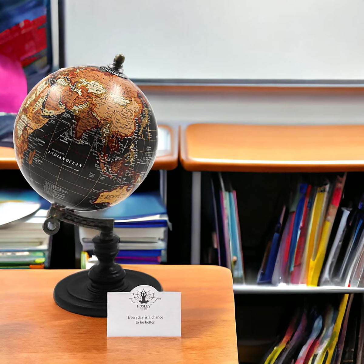 10-Inch Decorative Globe on Wooden Stand